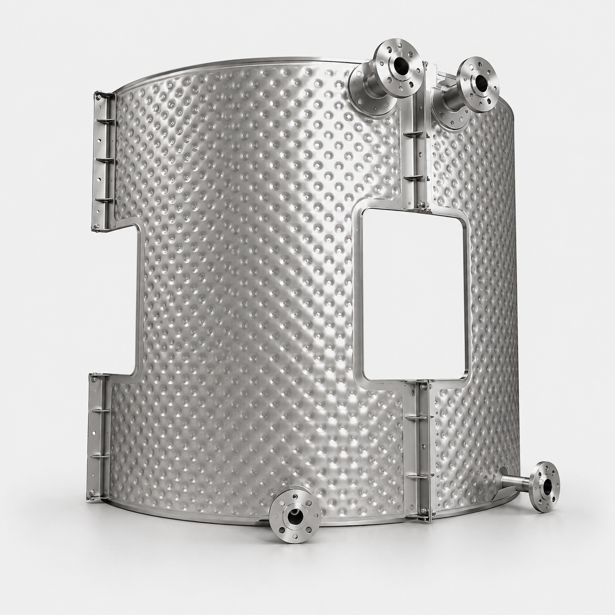 Clamp-on Temp-Plate panel banded to the outside of an existing tank